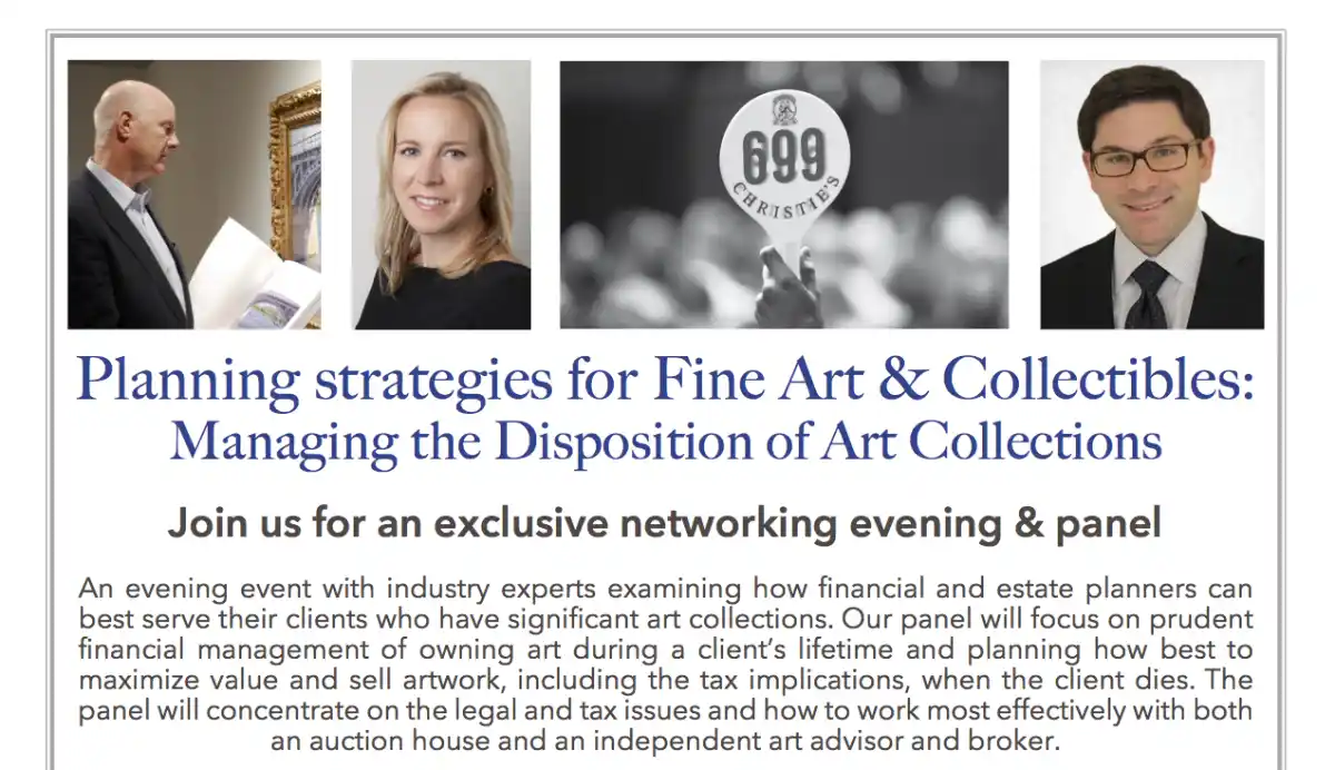 Planning strategies for fine art and collectables managing the disposition of art collections event details