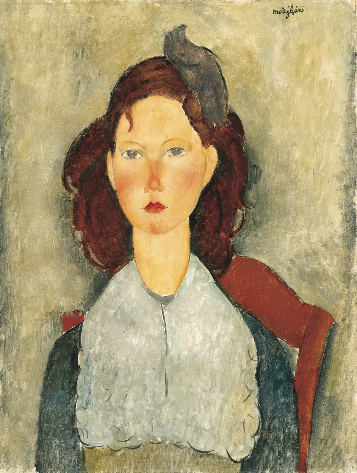Fillette Assise a painting of a woman