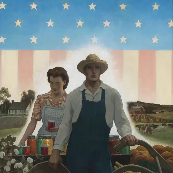 Victory Garden a painting of american farmers